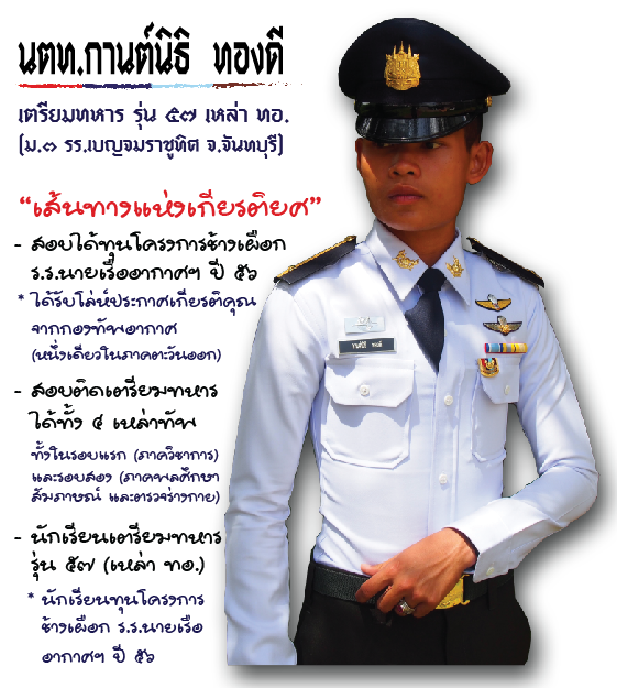 นักเรียนนายเรืออากาศ กานต์นิธิ  ทองดี รุ่น 64 (ตท.57)